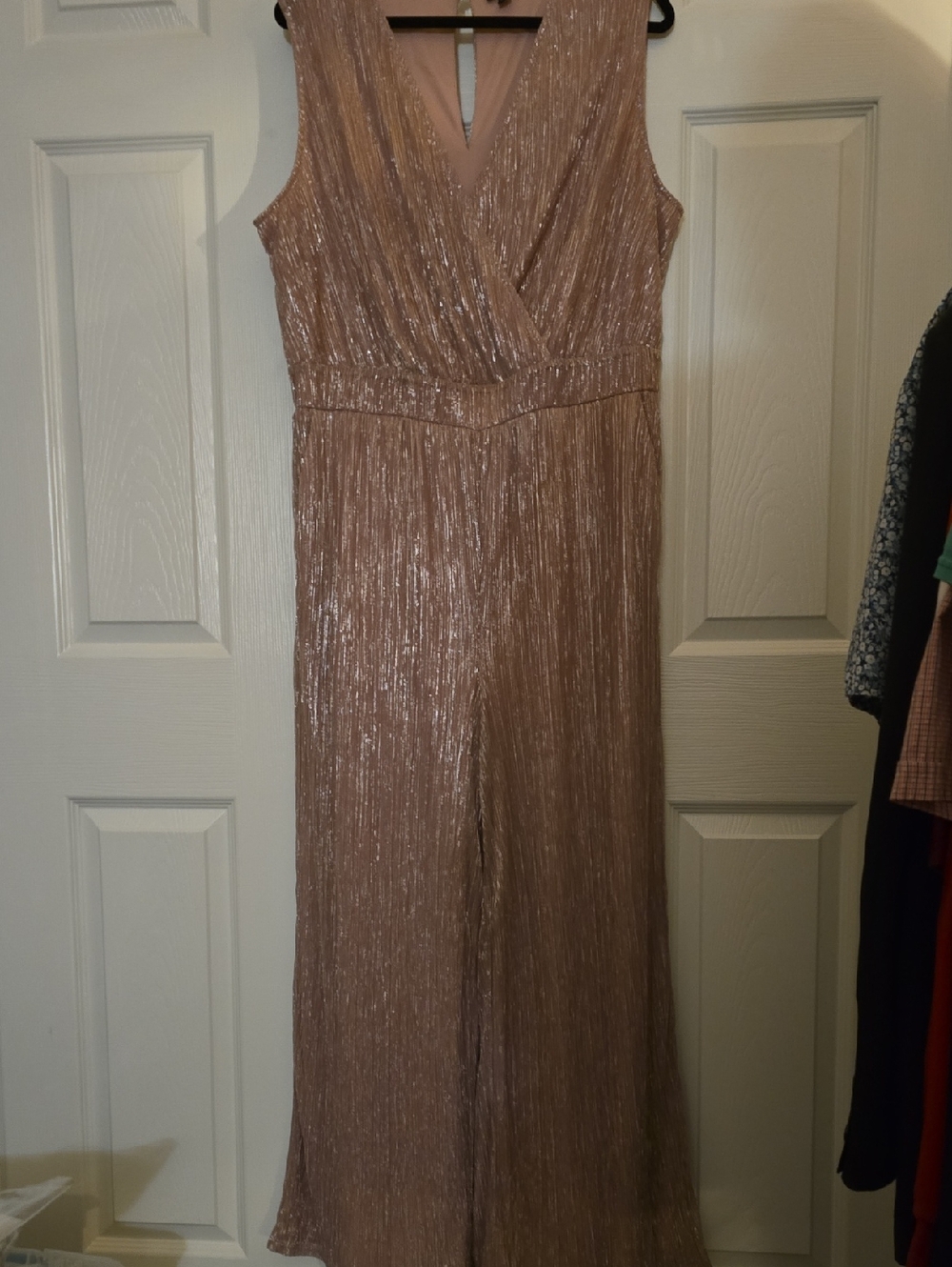 TORRID Sleeveless Metallic Rose Gold Evening Jumpsuit NWOT